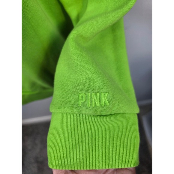 PINK Victoria's Secret Green Sweatshirt Fleece Pullover Womens Large L  /B149 - Picture 4 of 8